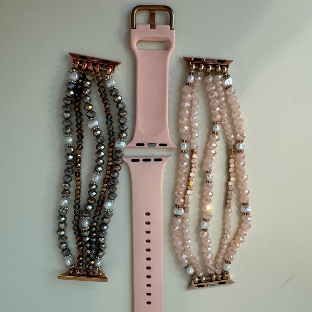 EUC Beaded Watch Band with Pink Strap Bundle